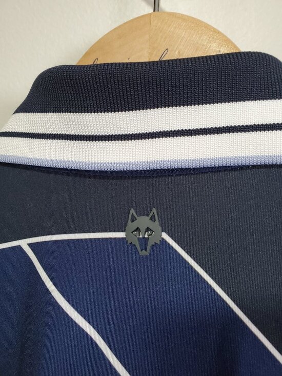 GREYSON Performance Golf Polo Shirt Stretch Snap Button Striped Geometric Men XL - Picture 9 of 12